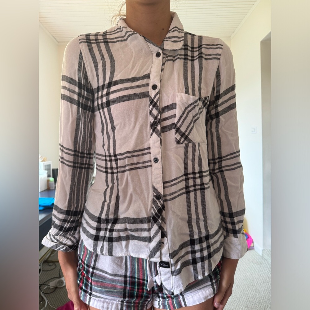 White plaid long sleeve size S from Rails